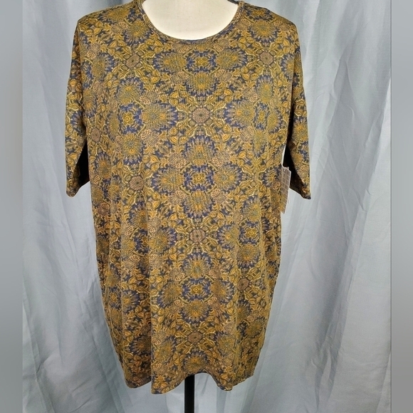 NWT Lularoe Irma, geometric design, blue and gold, size XXS - Picture 1 of 6
